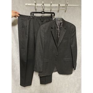 Chaps Ralph Lauren Suit Men 44L Gray‎ Striped 2 Button Wool 37 X31 Pants Luxury